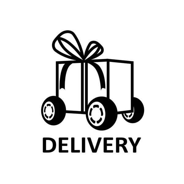 Gift Box Wheels Illustration Word Delivery White Background — Stock Photo, Image