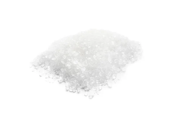 Pilha Açúcar Granulado Isolada Sobre Branco — Fotografia de Stock