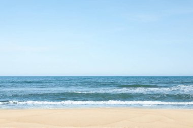 Picturesque view of beautiful sea and sandy beach on sunny day