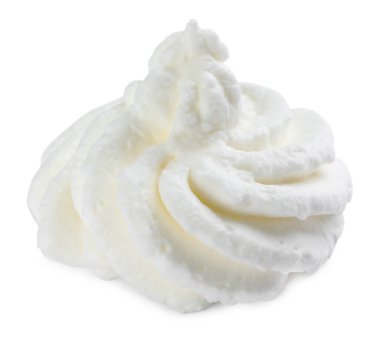 Lezzetli taze krem şanti beyaza izole edilmiş.