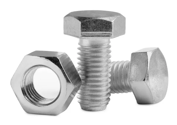 Metal Hex Bolts Nut White Background — Stock Photo, Image