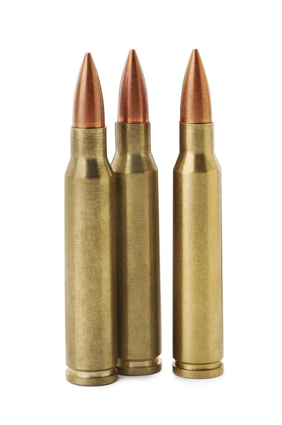 Tre Kulor Vit Bakgrund Militär Ammunition — Stockfoto