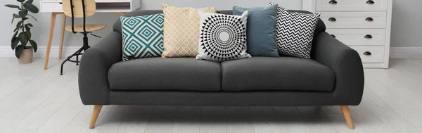 Elegante Sala Estar Interior Com Sofá Confortável Design Banner — Fotografia de Stock