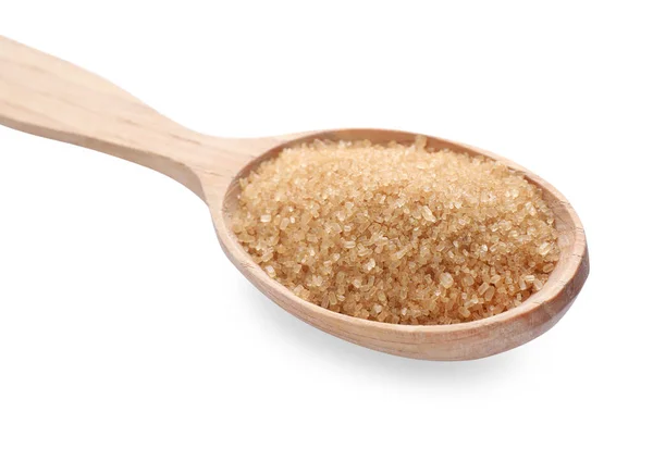 Brown Sugar Wooden Spoon Isolated White — Stock Photo, Image