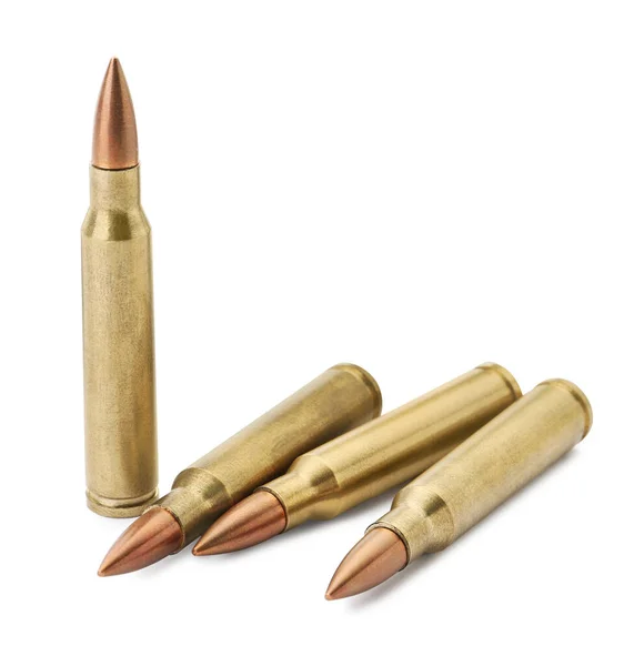 Many Bullets White Background Military Ammunition — Fotografia de Stock
