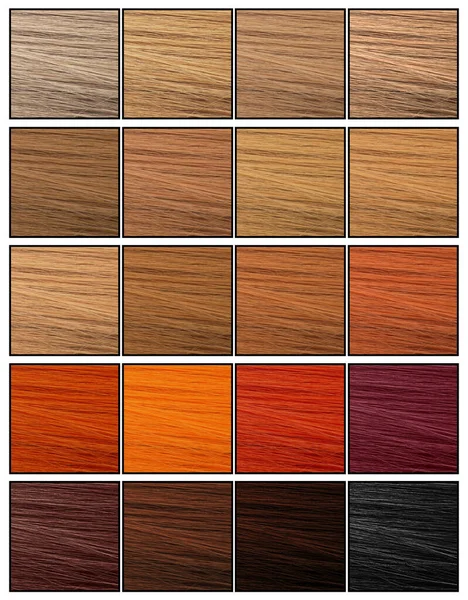 Haarkleuren Palet Witte Achtergrond Bovenaanzicht Collage — Stockfoto