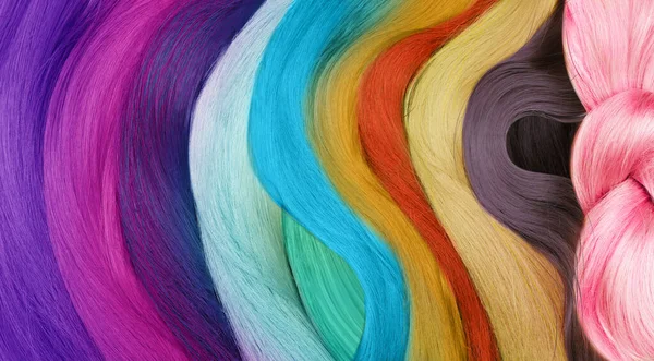 Strands Beautiful Multicolored Hair Background Closeup — Stock Photo, Image