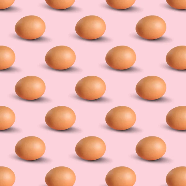 Grupo Huevos Pollo Sobre Fondo Rosa Diseño Patrón Sin Costura — Foto de Stock