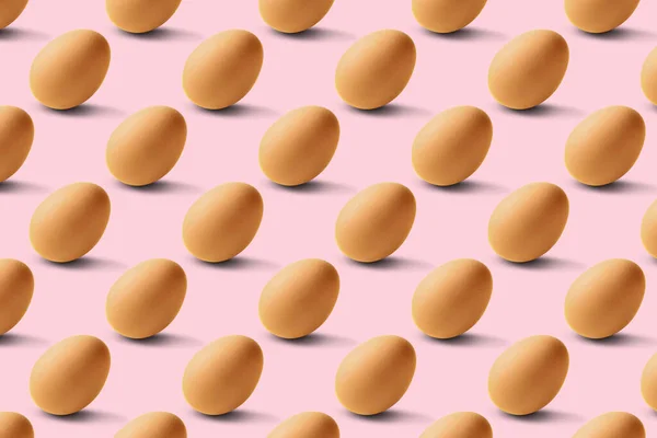 Група Курячих Яєць Рожевому Фоні Безшовний Дизайн Візерунка — стокове фото