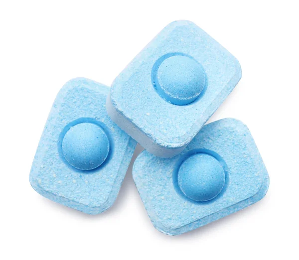 Water Softener Tablets White Background Top View — Stock Photo, Image