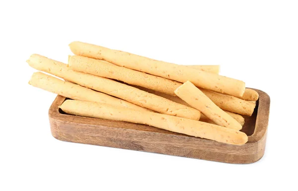 Delicious Grissini Isolated White Crusty Breadsticks — Stock Photo, Image
