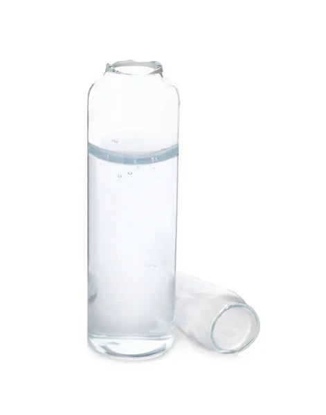 Ampolla Vidrio Abierta Con Producto Farmacéutico Sobre Fondo Blanco — Foto de Stock