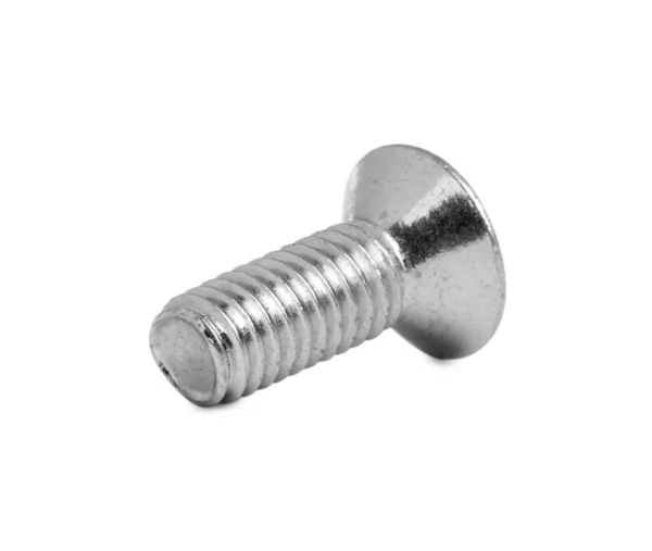 One Metal Machine Screw Bolt Isolated White —  Fotos de Stock