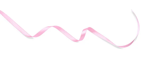 Mooi Roze Lint Geïsoleerd Wit Bovenaanzicht — Stockfoto