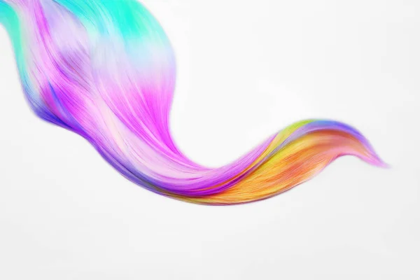 Strand Beautiful Multicolored Hair White Background Top View — Stock Photo, Image