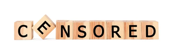 Wooden Cubes Word Censored White Background — Stock Photo, Image