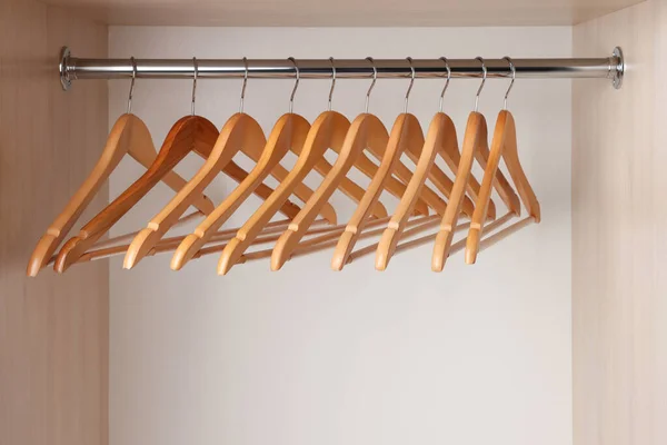 Set Clothes Hangers Wardrobe Rail — Stock Photo, Image