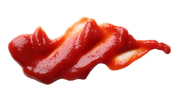 Mancha Sabroso Ketchup Aislado Blanco Vista Superior — Foto de Stock