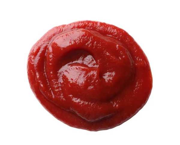 Smaklig Ketchup Isolerad Vit Ovanifrån — Stockfoto