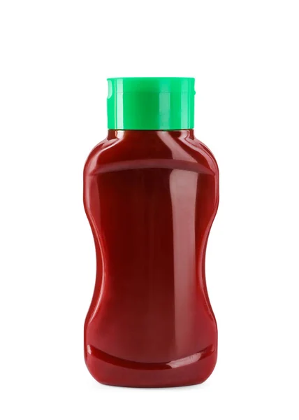 Egy Üveg Finom Ketchup Fehér Alapon Izolálva — Stock Fotó