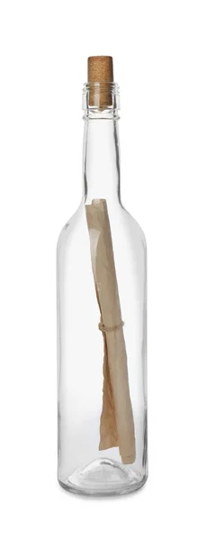 Message Corked Glass Bottle Isolated White Stockbild