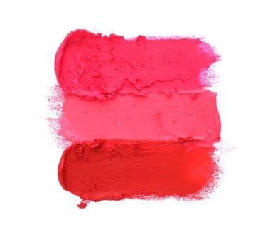 Beyaz arkaplanda renkli ruj lekeleri koleksiyonu