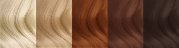 Collage Color Hair Samples Closeup Banner Design — Stock Photo, Image