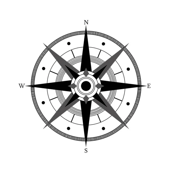 Kompas Rósł Czterech Kardynalnych Kierunków Północ Wschód Południe Zachód Białym — Zdjęcie stockowe