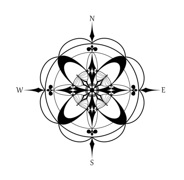 Boussole Rose Avec Quatre Directions Cardinales Nord Est Sud Ouest — Photo