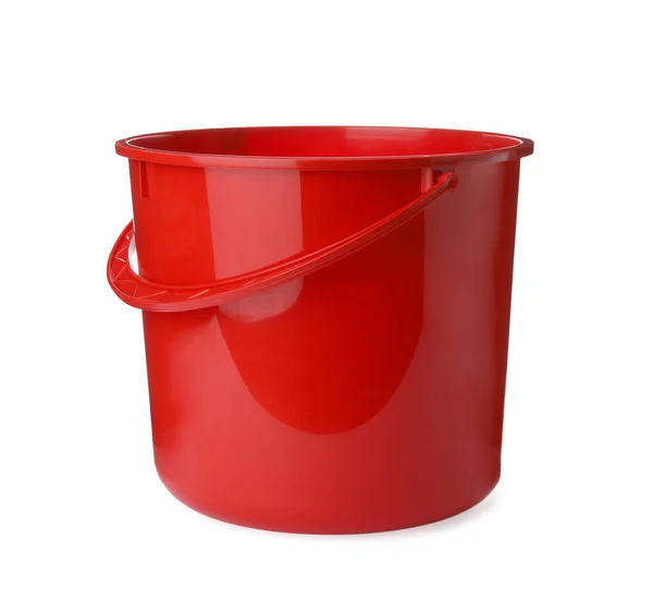 白色隔热清洗用的空红色桶 — 图库照片