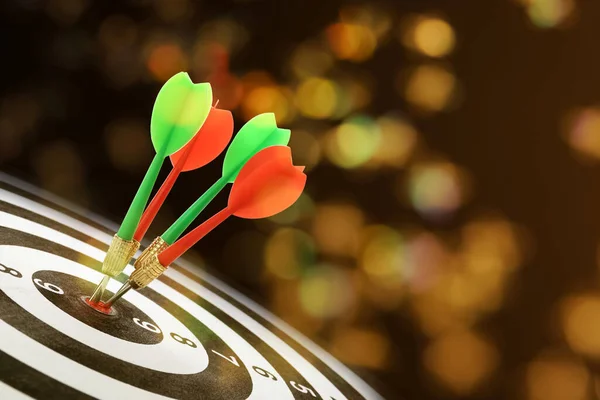 Darts Hitting Target Board Blurred Background — Stock Photo, Image