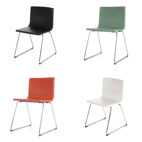 Set Different Stylish Chairs White Background — Stock Photo, Image