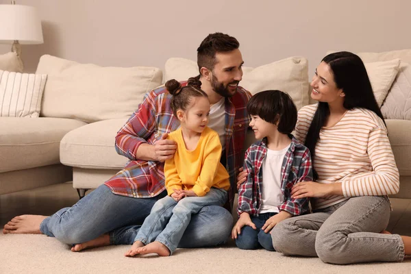 Happy Family Spending Time Together Living Room — Stock Photo, Image
