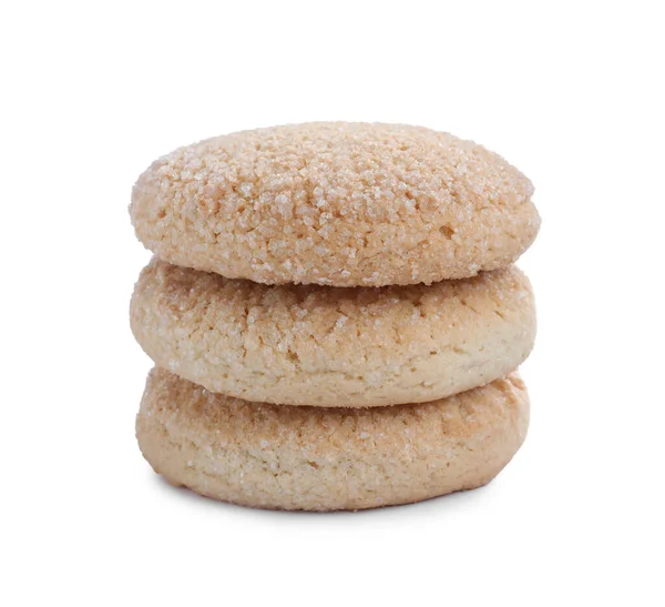Pilha Biscoitos Açúcar Saborosos Isolados Branco — Fotografia de Stock