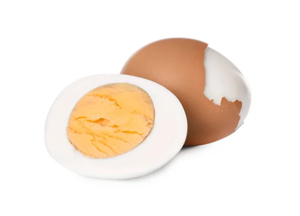 Lekkere Verse Hard Gekookte Eieren Witte Achtergrond — Stockfoto