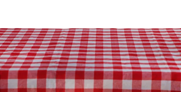 白に隔離された格子状のピクニック布のテーブル — ストック写真