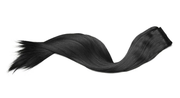 Zámek Krásné Brunetky Rovné Vlasy Izolované Bílém Horní Pohled — Stock fotografie