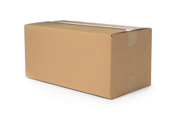 一个封闭的纸板箱与白色隔离 交付服务 — 图库照片
