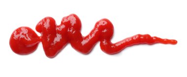 Beyaz arkaplanda lezzetli ketçap, üst görünüm