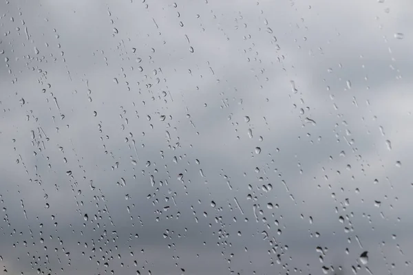 Water Drops Window Glass Closeup Rainy Weather — Stock Photo, Image