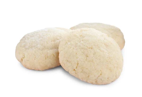 Tre Biscotti Zucchero Saporiti Isolati Bianco — Foto Stock