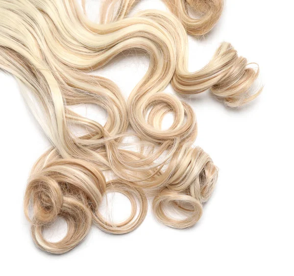 Beautiful Blonde Curly Hair Isolated White Top View Royalty Free Stock Images