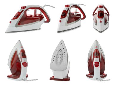 Beyaz arkaplanda modern ütülerle ayarla