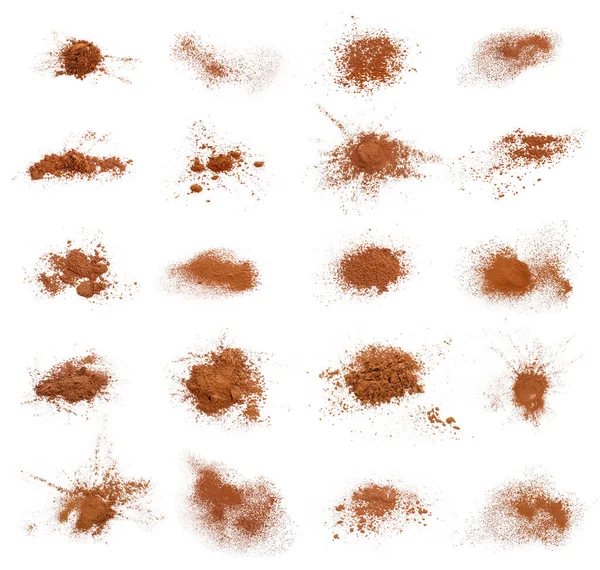 Set Aromatic Cinnamon Powder White Background — Stock Photo, Image