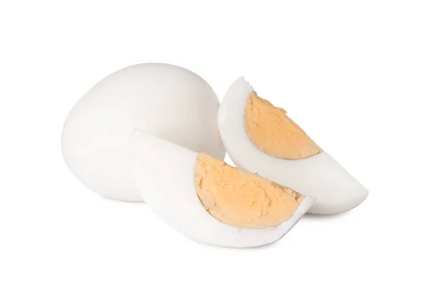 Świeże Jajka Gotowane Twardo Białym Tle — Zdjęcie stockowe