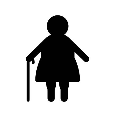 Beyaz arka planda yaşlı bir kadın, çizim. Emeklilik kavramı