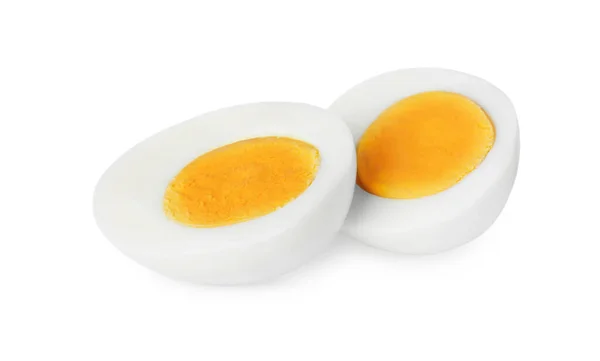Połówki Świeżego Gotowanego Jaja Białym Tle — Zdjęcie stockowe