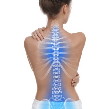 Woman with healthy spine on white background, back view clipart