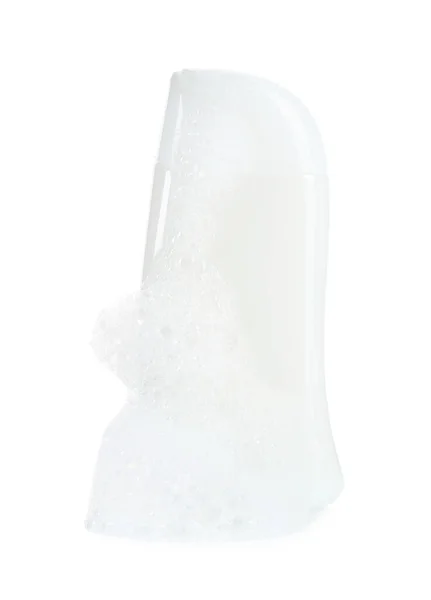白い泡が孤立した泡風呂のボトル — ストック写真