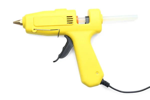 Yellow Glue Gun Stick Isolated White Top View — 스톡 사진